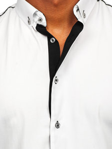 Camicia elegante a maniche lunghe da uomo bianco-nera Bolf 5722-1