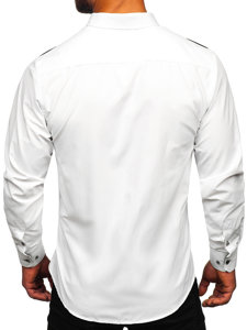 Camicia elegante a maniche lunghe da uomo bianco-nera Bolf 5722-1