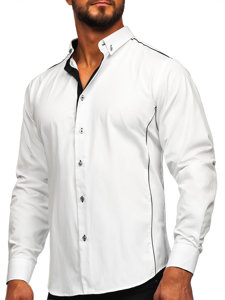 Camicia elegante a maniche lunghe da uomo bianco-nera Bolf 5722-1