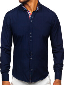 Camicia elegante a maniche lunghe da uomo blu Bolf 0926