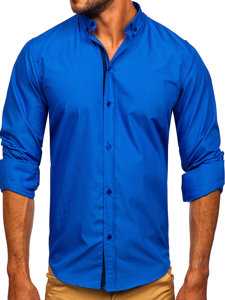 Camicia elegante a maniche lunghe da uomo blu Bolf 3713