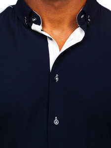 Camicia elegante a maniche lunghe da uomo blu Bolf 5722-1