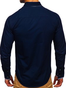 Camicia elegante a maniche lunghe da uomo blu Bolf 6873