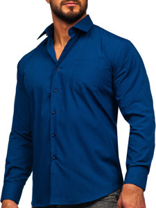 Camicia elegante a maniche lunghe da uomo blu Bolf M14