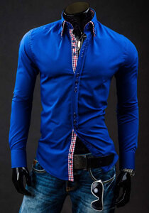 Camicia elegante a maniche lunghe da uomo bluette Bolf 0926A