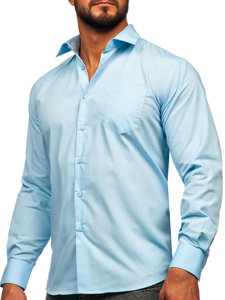 Camicia elegante a maniche lunghe da uomo celeste Bolf M14