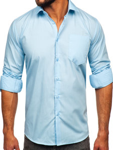 Camicia elegante a maniche lunghe da uomo celeste Bolf M14