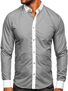 Camicia elegante a maniche lunghe da uomo grigia Bolf 21750