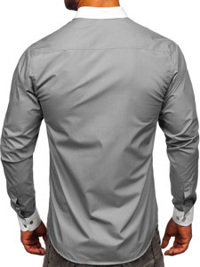 Camicia elegante a maniche lunghe da uomo grigia Bolf 21750