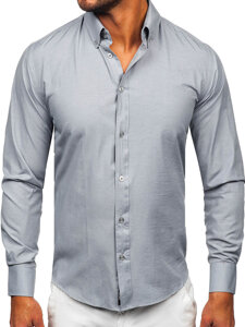 Camicia elegante a maniche lunghe da uomo grigio Bolf 5821-1