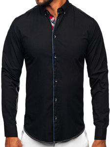 Camicia elegante a maniche lunghe da uomo nera Bolf 22732