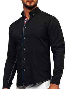 Camicia elegante a maniche lunghe da uomo nera Bolf 22732