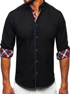 Camicia elegante a maniche lunghe da uomo nera Bolf 22732