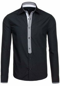 Camicia elegante a maniche lunghe da uomo nera Bolf 6873