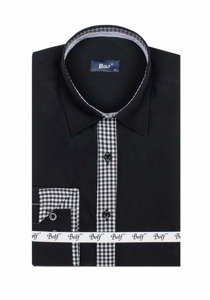 Camicia elegante a maniche lunghe da uomo nera Bolf 6873