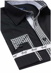 Camicia elegante a maniche lunghe da uomo nera Bolf 6873