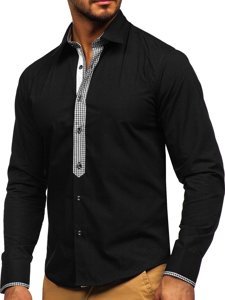 Camicia elegante a maniche lunghe da uomo nera Bolf 6873