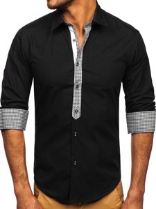 Camicia elegante a maniche lunghe da uomo nera Bolf 6873