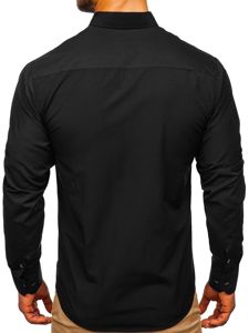 Camicia elegante a maniche lunghe da uomo nero-bordò Bolf 5722-1