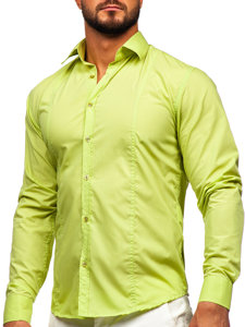 Camicia elegante a maniche lunghe da uomo verde Bolf 6944