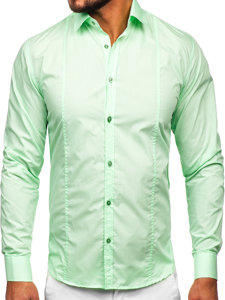 Camicia elegante a maniche lunghe da uomo verde menta Bolf 6944