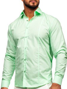 Camicia elegante a maniche lunghe da uomo verde menta Bolf 6944