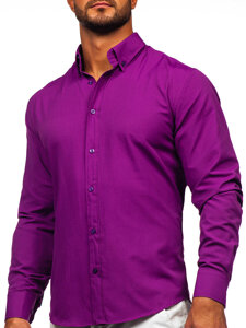 Camicia elegante a maniche lunghe da uomo viola Bolf 5821-1