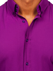 Camicia elegante a maniche lunghe da uomo viola Bolf 5821-1