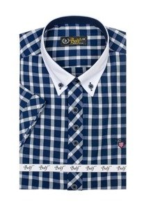 Camicia elegante a quadri a manica corta da uomo blu Bolf 5531