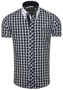 Camicia elegante a quadri a manica corta da uomo nera Bolf 5531