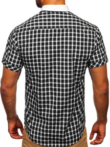 Camicia elegante a quadri a manica corta da uomo nera Bolf 5531