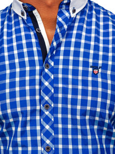 Camicia elegante a quadri a maniche lunghe da uomo cobalto Bolf 5737-1