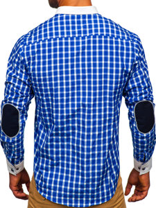 Camicia elegante a quadri a maniche lunghe da uomo cobalto Bolf 5737-1