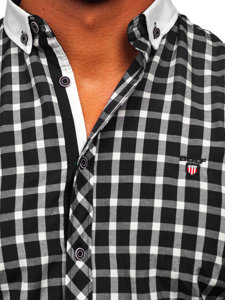 Camicia elegante a quadri a maniche lunghe da uomo nera Bolf 5737-1