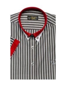 Camicia elegante a scacchi a manica corta da uomo grigia Bolf 4501