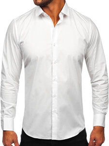 Camicia elegante in cotone slim fit a maniche lunghe da uomo bianco Bolf TSM13