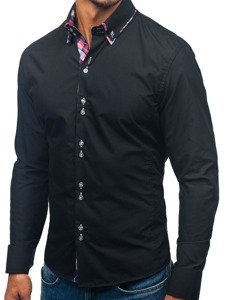 Camicia elegnate a manica lunga da uomo nera Bolf 2712