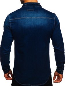 Camicia in denim a manica lunga da uomo blu Bolf R801