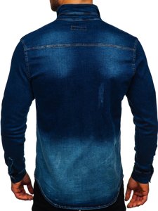 Camicia in denim a manica lunga da uomo blu Bolf R802