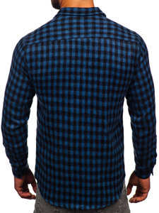 Camicia in flanella a quadri a manica lunga da uomo blu Bolf 22701