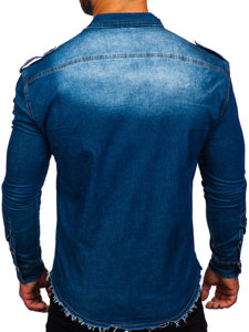 Camicia in jeans a manica lunga da uomo azzurro chiara Bolf MC702BC