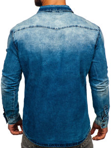 Camicia in jeans a maniche lunghe da uomo blu Bolf MC710BS