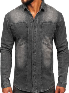 Camicia in jeans con manica lunga da uomo grafite Bolf MC712G