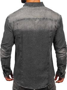 Camicia in jeans con manica lunga da uomo grafite Bolf MC712G