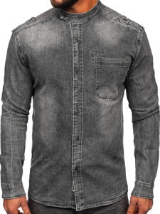 Camicia in jeans con manica lunga da uomo grafite Bolf MC713G