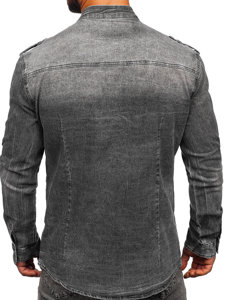 Camicia in jeans con manica lunga da uomo grafite Bolf MC713G