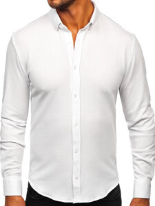 Camicia in lino a maniche lunghe per uomo bianco Bolf 506