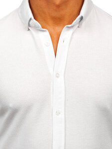 Camicia in lino a maniche lunghe per uomo bianco Bolf 506