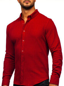 Camicia in lino a maniche lunghe per uomo bordò Bolf 506