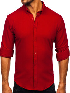 Camicia in lino a maniche lunghe per uomo bordò Bolf 506